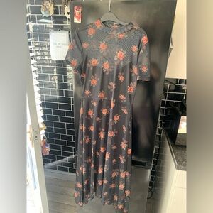 Floral Black and Red Women's Dress